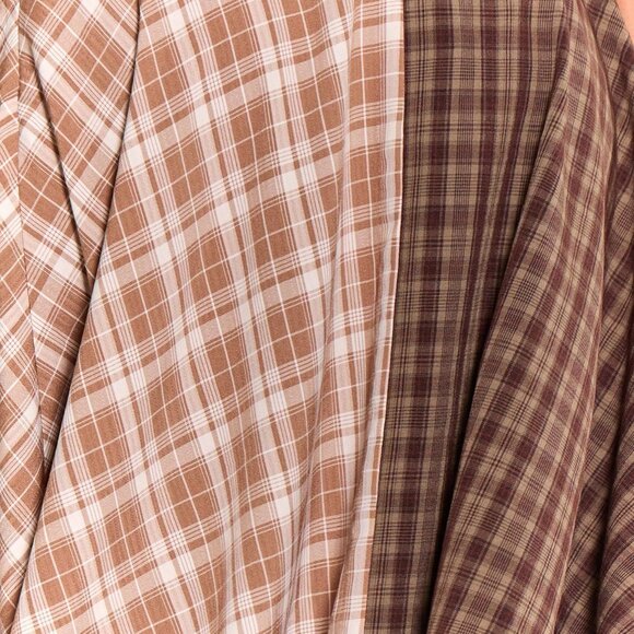 Multicolor Boho Women's Checkered Asymmetric Hem Midi Skirt - Picture 3 of 5